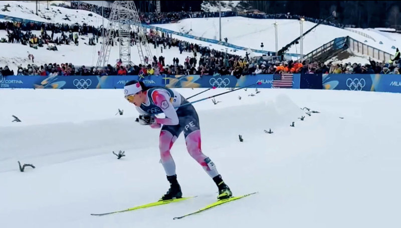 台美混血的越野滑雪好手余睿，13日在米蘭冬奧越野滑雪的女子10公里計時賽決賽，以排名第64完賽。（中華奧會提供）中央社記者黎建忠傳真　115年2月13日