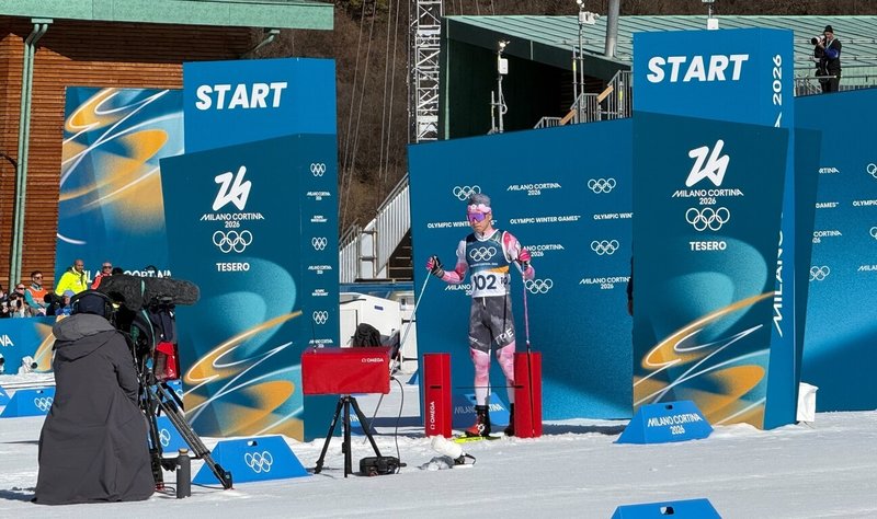 台灣越野滑雪新星李杰翰（中）台灣時間14日凌晨在米蘭冬季奧運男子10公里計時賽（自由式），以28分39秒03順利完賽，在113名選手中位居第106名。（中華奧會提供）中央社記者陳容琛傳真　115年2月14日