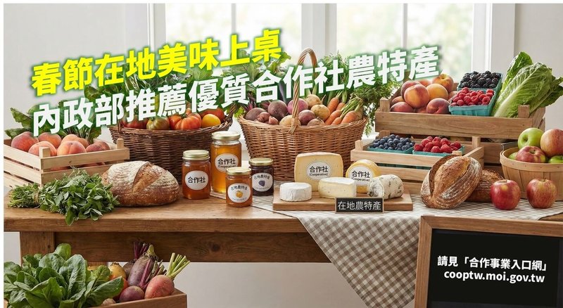 內政部15日表示，鼓勵全國民眾多選購由各地農業合作社生產的優質農特產品，以實際行動支持合作事業。（內政部提供）中央社記者吳書緯傳真　115年2月15日