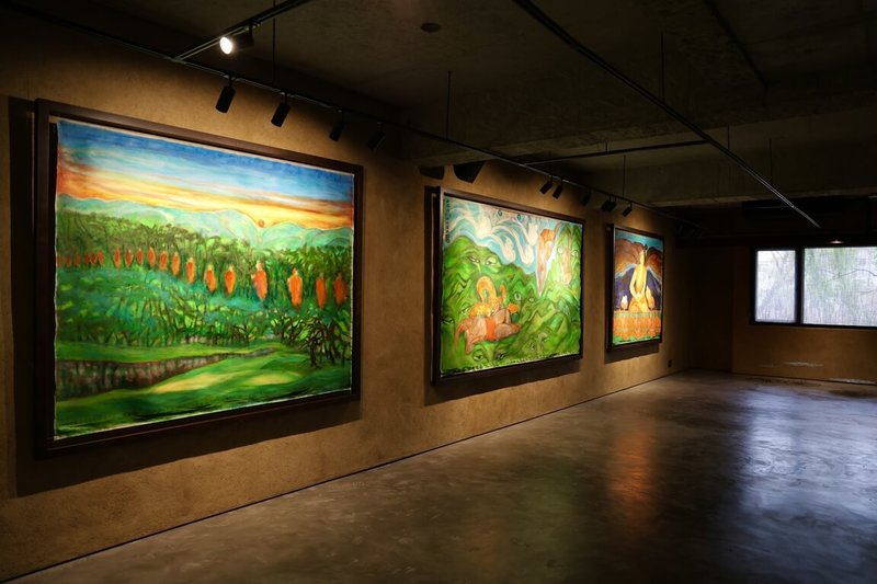 藝術家蔣勳「還至本處」畫展，取材佛教經典故事，近期在台中菩薩寺隆重開展，現場同時展出藝術家曾永玲、董承濂作品。（蔣勳文化基金會提供）中央社記者邱祖胤傳真　115年2月23日