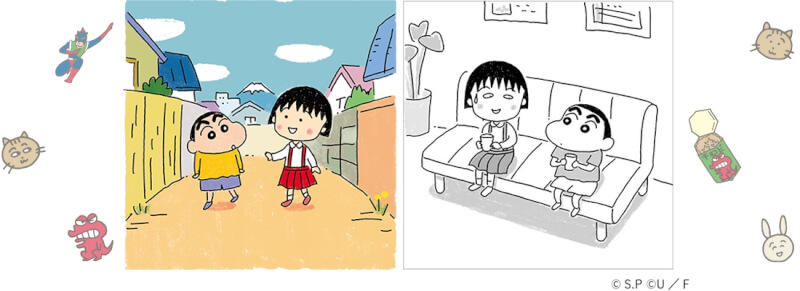 「櫻桃小丸子」聯動漫畫將刊登於4月3日發售的Ribon五月號雜誌，故事中小新和小丸子在靜岡相遇，還一起迷路。（圖取自櫻桃小丸子與蠟筆小新合作官網chibimaru.tv/maruchanshinchan/）