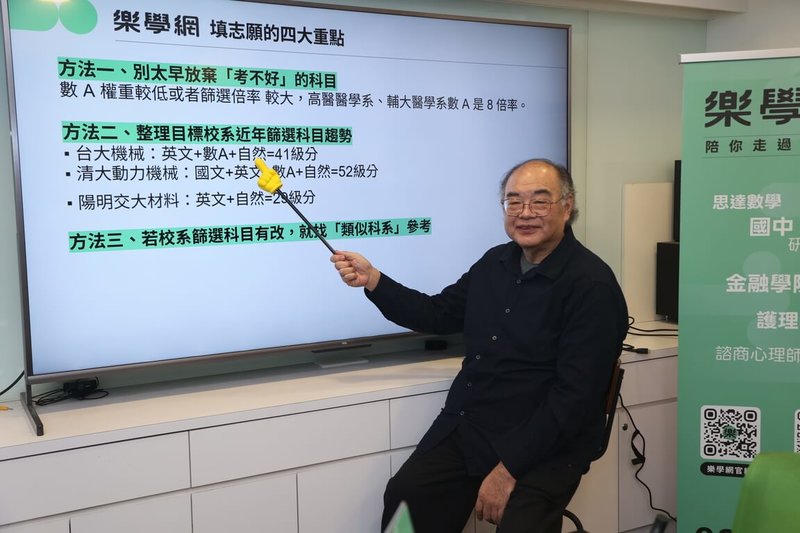 115學年度學測成績25日揭曉,樂學網升學輔導專家陳榮輝(圖)表示,受到AI(人工智慧)影響,近年不少學生原本鎖定醫學系,轉而將電機、資工列為首選。(樂學網提供)中央社記者陳至中傳真 115年2月25日