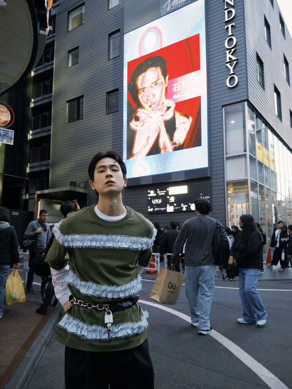 演員石知田（圖）農曆年期間到日本辦見面會，看到粉絲在澀谷街頭的應援看板表示很開心。（百澤娛樂提供）中央社記者洪素津傳真　115年2月26日