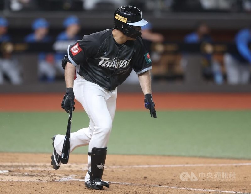 台灣隊林安可6局成功敲安帶1打點,幫助球隊破蛋得分。中央社記者張新偉攝 115年2月27日
