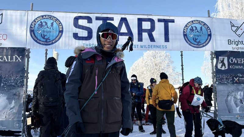 極地超馬運動員陳彥挑戰3月1日起跑的185公里拉普蘭極地不休息橫越賽（Montane Lapland Arctic Ultra），希望超越2年前的時間成績並擠入前3名，但安全始終高於名次。（陳彥博提供）中央社記者辜泳秝斯德哥爾摩傳真　115年3月2日