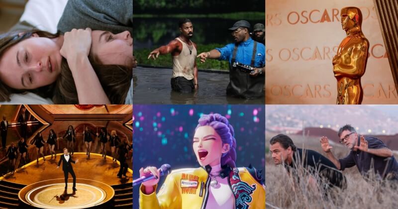 萊恩庫格勒編導作品「罪人」（上排中）獲得奧斯卡史上最多16項提名，保羅湯瑪斯安德森「一戰再戰」（下排右）同樣自編自導，以13項提名緊追在後。（圖取自情感的價值IG instagram.com/sentimentalvaluefilm、罪人IG instagram.com/sinnersmovie、路透社、Netflix網頁netflix.com、一戰再戰IG instagram.com/onebattleafteranothermovie）