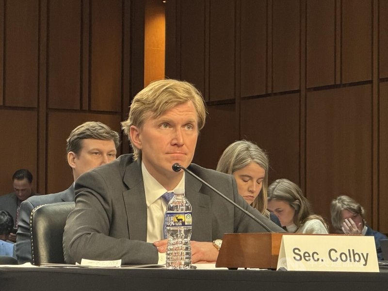 美國戰爭部負責政策的次長柯伯吉（Elbridge Colby）3日出席聯邦參議院軍事委員會聽證會。中央社記者侯姿瑩華盛頓攝 115年3月4日