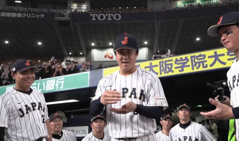 「侍JAPAN」的新慶祝動作由日本火腿投手北山亘基構思。（圖取自網頁instagram.com/samuraijapan_official）