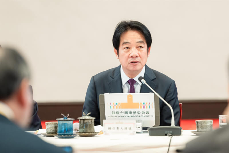 總統賴清德5日在總統府主持「健康台灣推動委員會」第7次委員會議。（總統府提供）