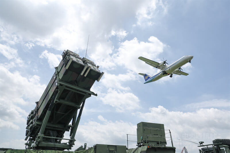 2025年7月國軍「漢光41號」演習實兵演練，空軍愛國者防空飛彈系統進駐在北市觀山河濱公園內，模擬防守共軍攻勢。（中央社檔案照片）