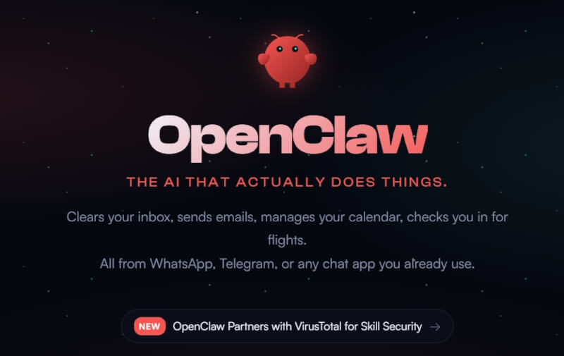 圖為OpenClaw官網。（圖取自openclaw網頁openclaw.ai）