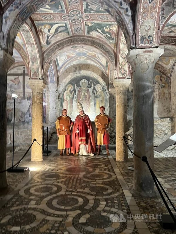 阿納尼的聖馬諾地下聖殿（La Cripta di San Magno）有精美濕壁畫，被讚譽為中世紀的西斯汀禮拜堂。中央社記者黃雅詩阿納尼攝　115年3月11日