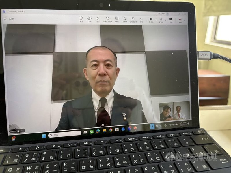 日本陸上自衛隊退役將領小川清史12日以視訊方式對淡江大學師生進行演講。中央社記者吳書緯攝 115年3月12日