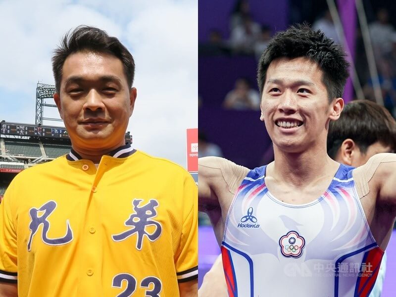 運動部長李洋推薦「鞍馬王子」李智凱（右）與退役棒球名將彭政閔（左）出任公廣集團董監事。（中央社檔案照片）