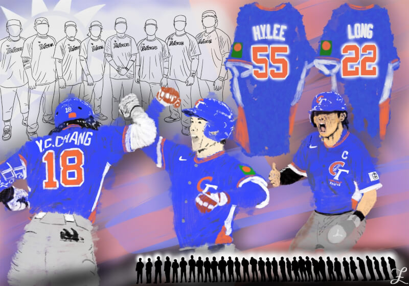 WBC經典賽台灣隊投手莊陳仲敖11日在社群平台Threads貼出繪畫作品，記錄台灣隊本屆WBC賽事許多關鍵瞬間。 （圖取自threads.com/@zhuang_cza）