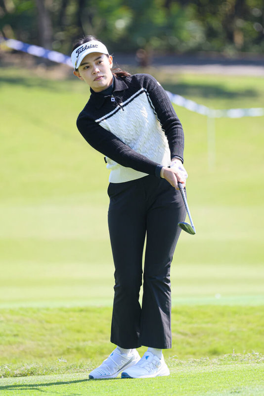 由台巡、日巡共同認證的台灣鴻海女子高球賽13日在東方高爾夫俱樂部完成第2回合，台灣好手陳敏柔（圖）以2天高於標準1桿的145桿，暫並列第3。（TLPGA提供）中央社記者黎建忠傳真　115年3月13日