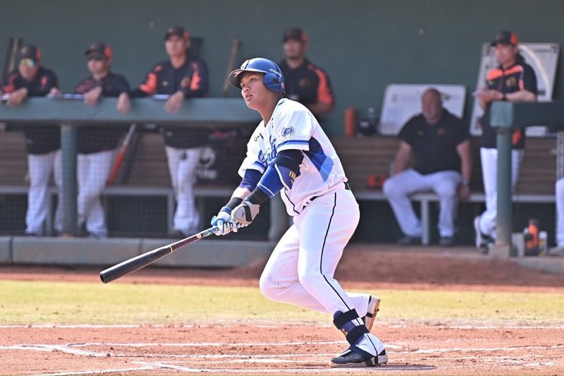 中華職棒官辦熱身賽富邦悍將15日打線發揮，范國宸（圖）開轟，助隊以5比2擊敗統一7-ELEVEn獅隊、首勝開張。（富邦悍將提供）中央社記者謝靜雯傳真 115年3月15日