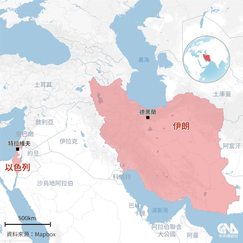 以色列軍方表示，目前在伊朗境內仍有數千個目標待打擊，而且每天都會發現新的目標。（中央社製圖）