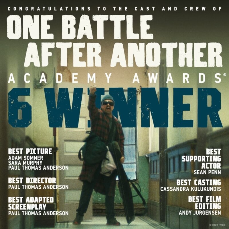 「一戰再戰」15日在第98屆奧斯卡金像獎共抱走6獎，成為最大贏家。（圖取自instagram.com/onebattleafteranothermovie）