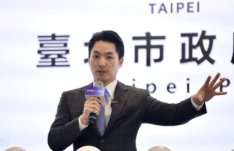 2026智慧城市展台北市政府願景館17日在台北南港展覽館舉行開幕,台北市長蔣萬安在致詞時強調AI對智慧城市的重要性。中央社記者王飛華攝 115年3日17日