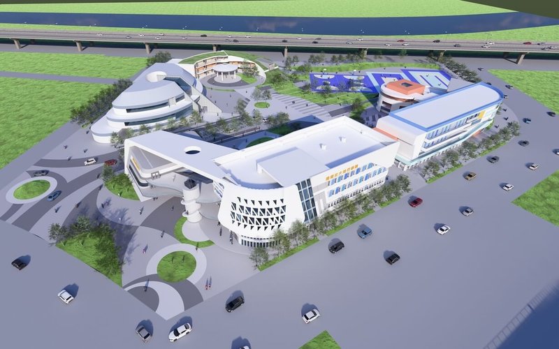 陽明交大苗栗校區已完成規劃設計招標，初步設計建築外觀融合後龍溪流動意象及河床卵石元素，並結合苗栗在地紋理、歷史及文化符號。圖為校區規劃模擬設計圖。（苗栗縣政府提供）中央社記者管瑞平傳真　115年3月19日