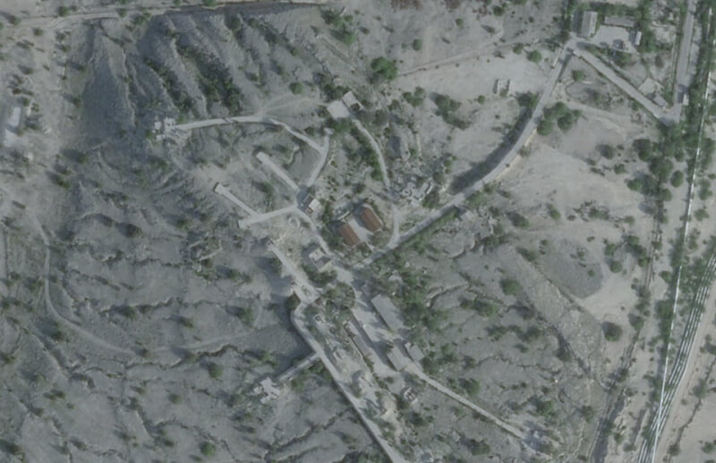 圖為伊朗哈格島2月25日衛星影像。（Planet Labs PBC/Handout via 路透社）