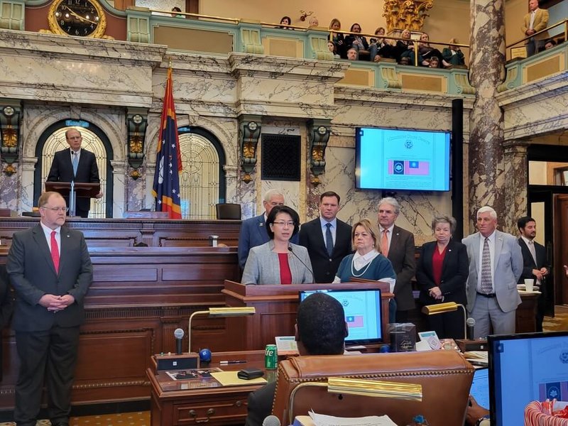 駐休士頓辦事處處長蕭伊芳3月18日赴美國密西西比州議會演說，感謝密州長期友台。（駐休士頓辦事處提供）中央社記者侯姿瑩華盛頓傳真　115年3月21日