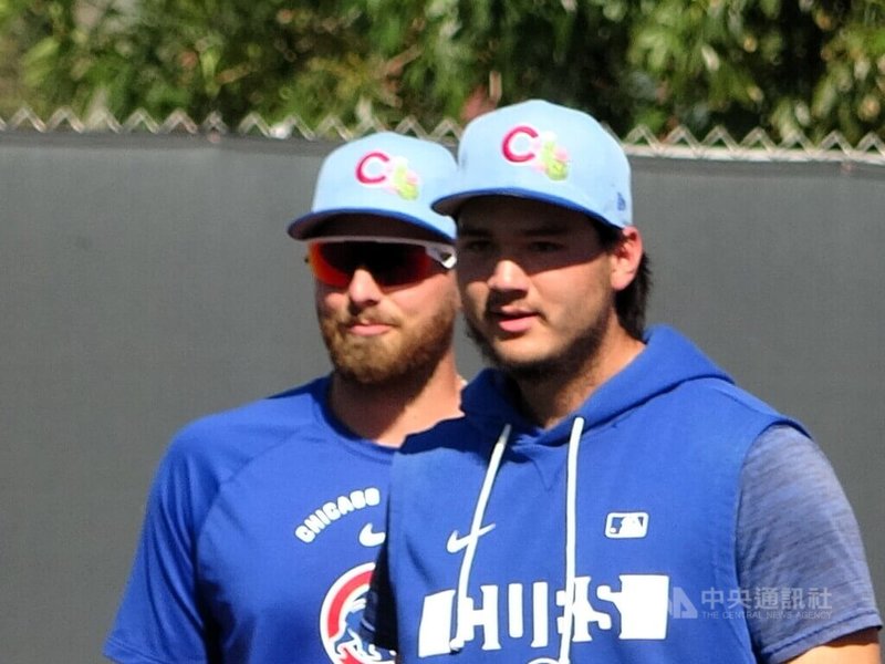 台裔美籍棒球好手「龍仔」強納森・龍（Jonathon Long）在美國職棒芝加哥小熊隊的春訓營，他的母親來自台灣。中央社記者林宏翰亞利桑那攝　115年3月21日