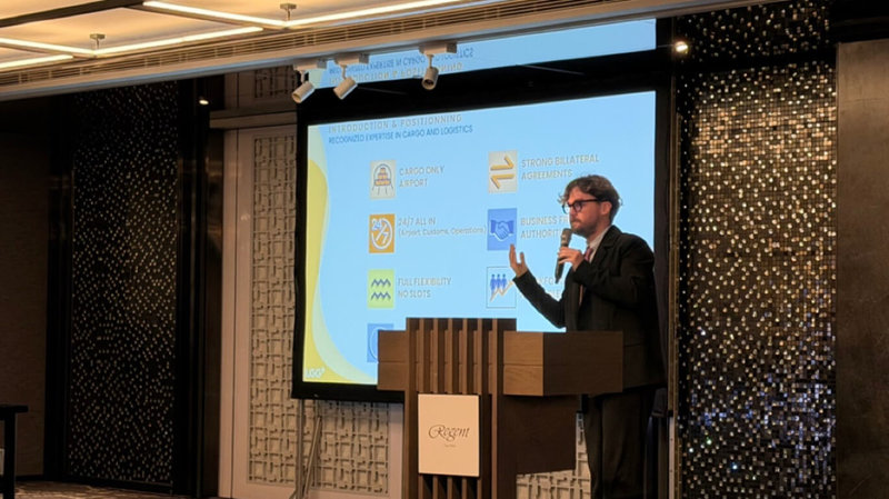 歐洲重要貨運樞紐比利時列日機場來台爭取深化合作，列日機場業務總監拉波特（Alexis Lapot）表示，看好歐洲半導體設備大廠與台積電等產業的空運往來需求。（比利時台北辦事處瓦隆尼亞商務組提供）中央社記者江明晏傳真　115年3月24日