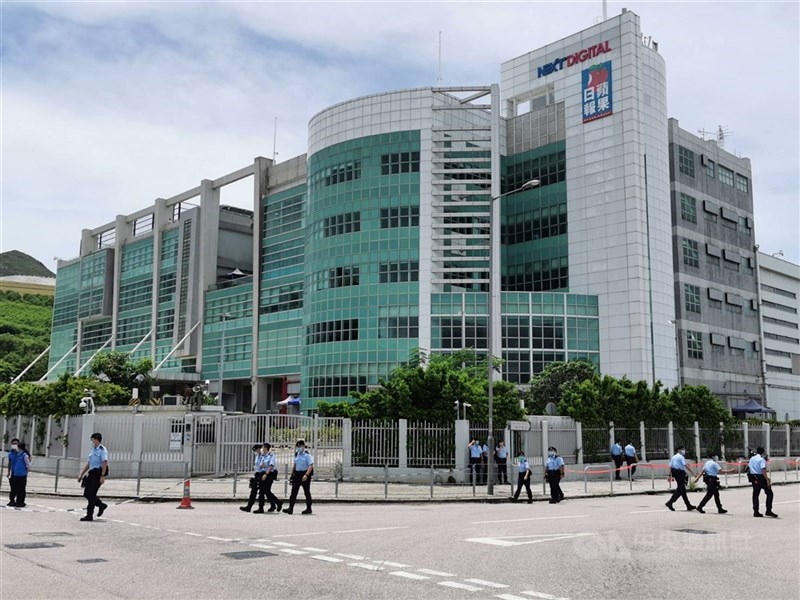 香港蘋果日報大樓。（中央社檔案照片）