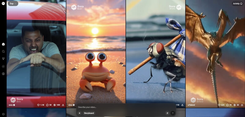 OpenAI表示，將停止提供影片生成工具Sora。（圖取自Sora網頁sora.chatgpt.com）