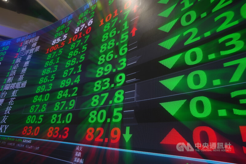 台股26日開高走低，下跌101.49點收33337.62點。（中央社檔案照片）
