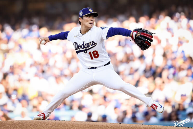 美國職棒大聯盟MLB洛杉磯道奇隊日籍選手山本由伸26日於開幕賽拿下勝投。（圖取自x.com/Dodgers）