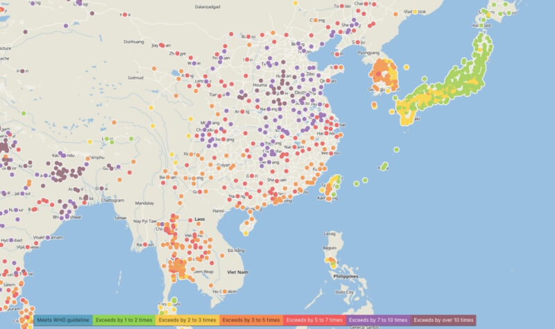 瑞士空氣品質技術公司IQAir發布報告，台灣2025年空污嚴重程度名列全球第71名。（圖取自IQAir網頁iqair.com）