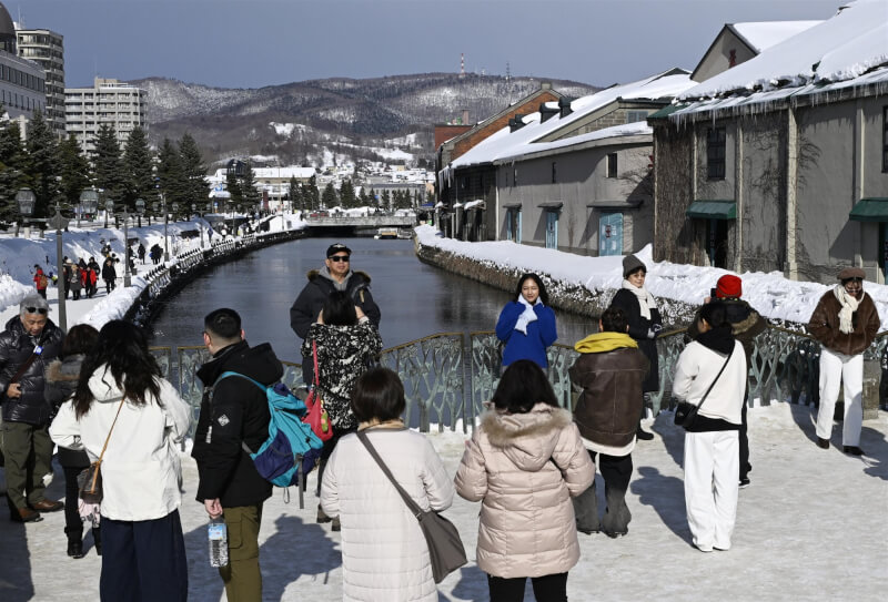 日本北海道知名景點小樽運河。（共同社）
