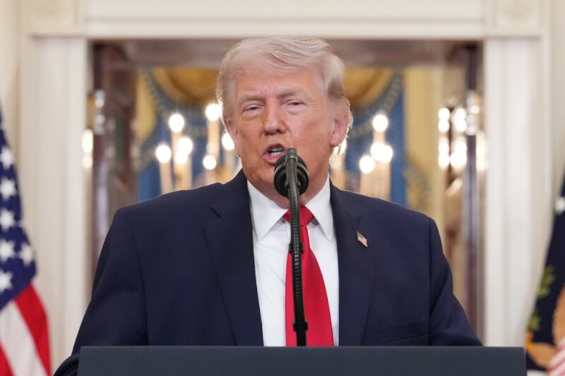 美國總統川普1日發表全國演說。（美聯社）