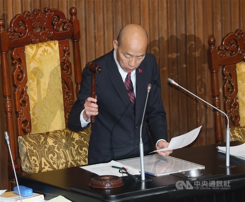 圖為立法院長韓國瑜。（中央社檔案照片）