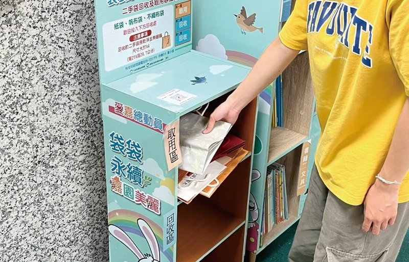 為降低一次性塑膠袋依賴的重要性、實踐循環經濟，嘉義市目前設置29處二手袋循環箱站點，供有需要民眾自由取用。（嘉義市環保局提供）中央社記者蔡智明傳真　115年4月5日