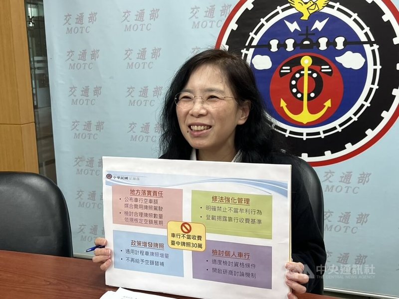 針對計程車行不當收取靠行牌照費，交通部公共運輸及監理司司長胡廸琦（圖）7日表示，將修法明定收費基準，最快2026年上半年上路。中央社記者黃巧雯攝  115年4月7日