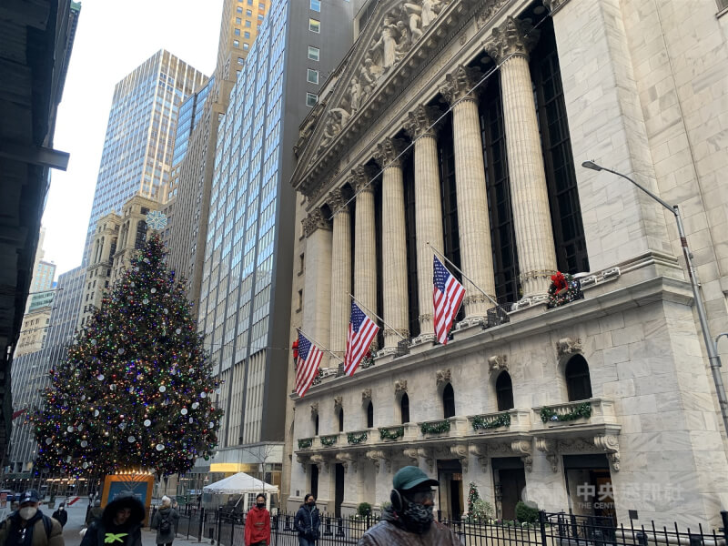 圖為美國紐約證交所。（中央社檔案照片）