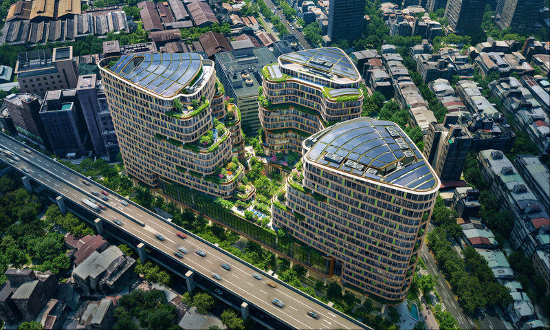 台泥啟動資產活化計畫，8日董事會通過台北市信義計畫區基隆路逸仙段土地開發預算，預計投入新台幣268億元。台泥9日表示，未來將轉型興建3棟企業總部大樓。圖為完工示意圖。（台泥提供）中央社記者何秀玲傳真　115年4月9日