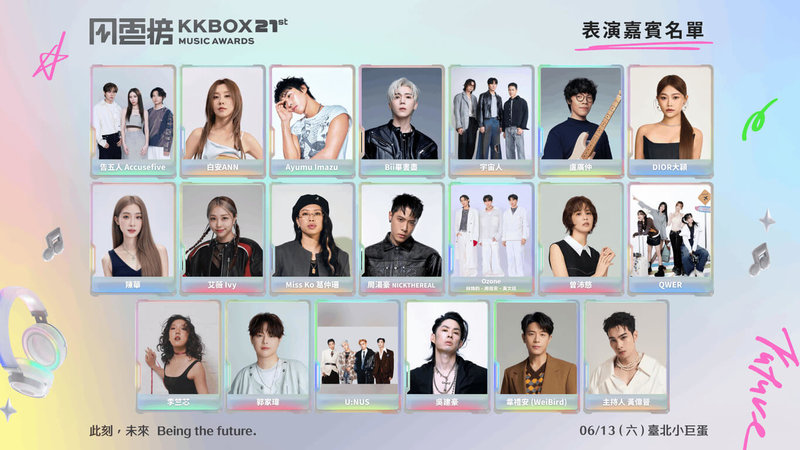 第21屆KKBOX風雲榜將於6月13日在台北小巨蛋舉行，9日揭曉表演嘉賓。（KKBOX提供）中央社記者王心妤傳真　115年4月9日