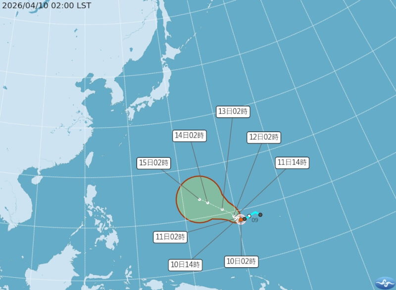 颱風辛樂克10日凌晨生成。（圖取自氣象署網頁cwa.gov.tw）