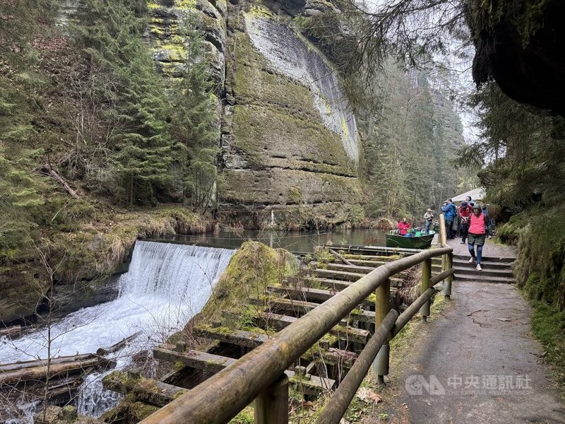 深入位在捷德邊界波希米亞瑞士國家公園的河谷地帶，垂直峭壁切割天空，溪水潺潺與鳥鳴交織。中央社記者劉郁葶波希米亞瑞士國家公園攝　115年4月12日