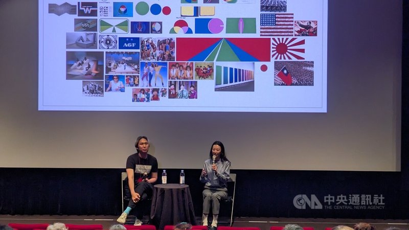 藝術家蘇匯宇（左）12日出席「三廳電影」映後訪談，分享經過台北當代藝術館、哥倫比亞波哥大美術館後的電影製作過程。中央社記者王寶兒攝　115年4月12日