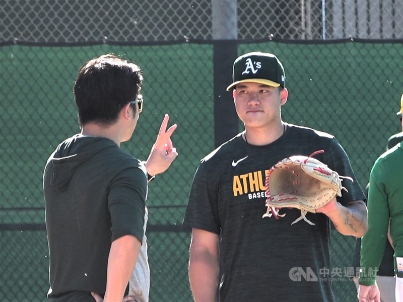 旅美運動家隊25歲投手莊陳仲敖13日小聯盟2A先發展現壓制力，總計投5.2局挨1轟，失掉1分責失分，拿下個人本季首勝。（中央社檔案照片）