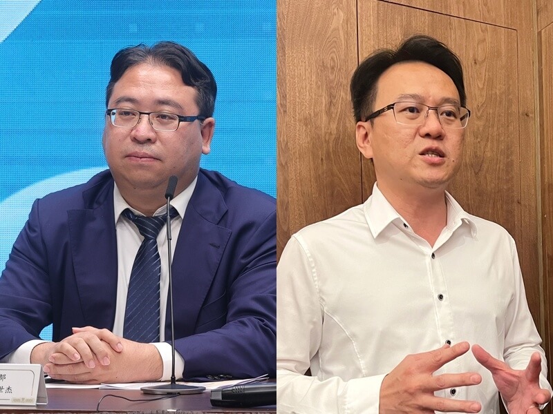 民進黨選對會14日建議徵召法務部政務次長黃世杰（左）參選桃園市長、前立委莊競程（右）參選新竹市長。（中央社檔案照片）