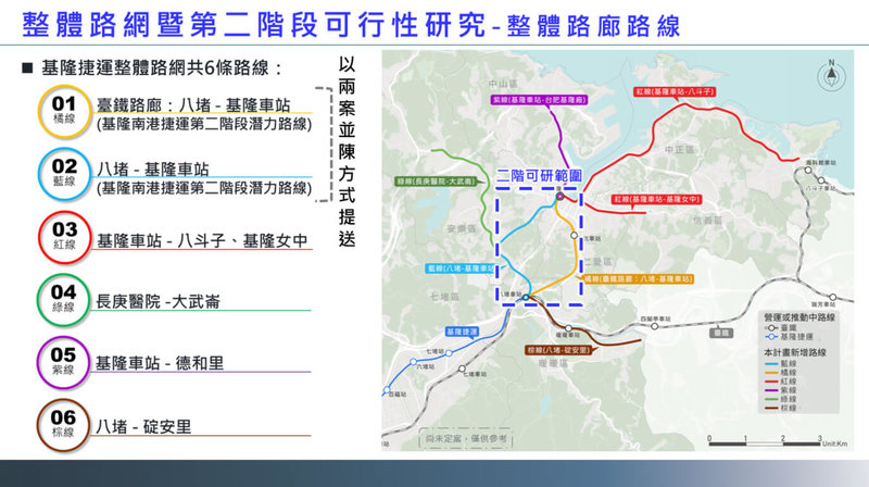 基隆捷運第2階段八堵至基隆市區路線方案，目前正研議麥金路與台鐵路廊2項方案。基隆市政府交通處15日表示，預計年中完成期中審查，年底前確定路線方案。（基隆市政府提供）中央社記者王朝鈺傳真　115年4月15日