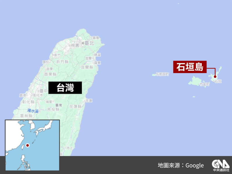 日本第11管區海上保安本部表示，16日上午6時20分左右，台灣漁船「全魚6號」在沖繩縣石垣島北方約265公里海域發生火災，船上7名船員有6人獲救，但船長仍失蹤。（中央社製圖）