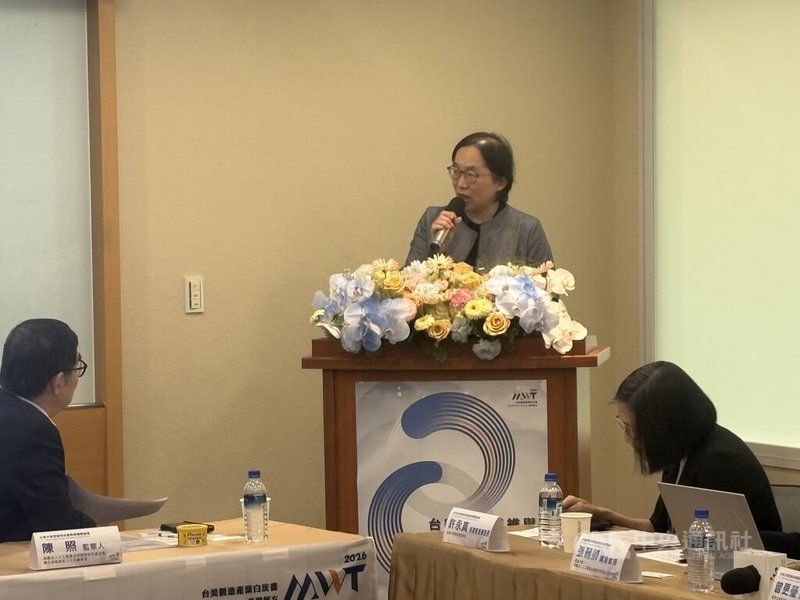 數位發展部政務次長侯宜秀17日在台美共製思維與保護策略國際論壇發表開幕致詞。中央社記者吳書緯攝　115年4月17日